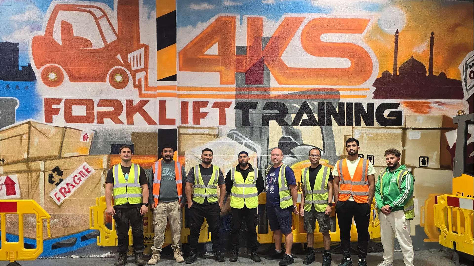 4KS Forklift Training team celebrating zero shortfalls in their Annual RTITB Audit
